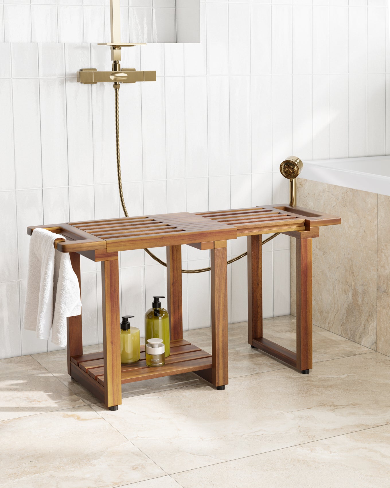 BLUEWEST Adjustable Shower Bench Stool for Inside Shower – 31.7''