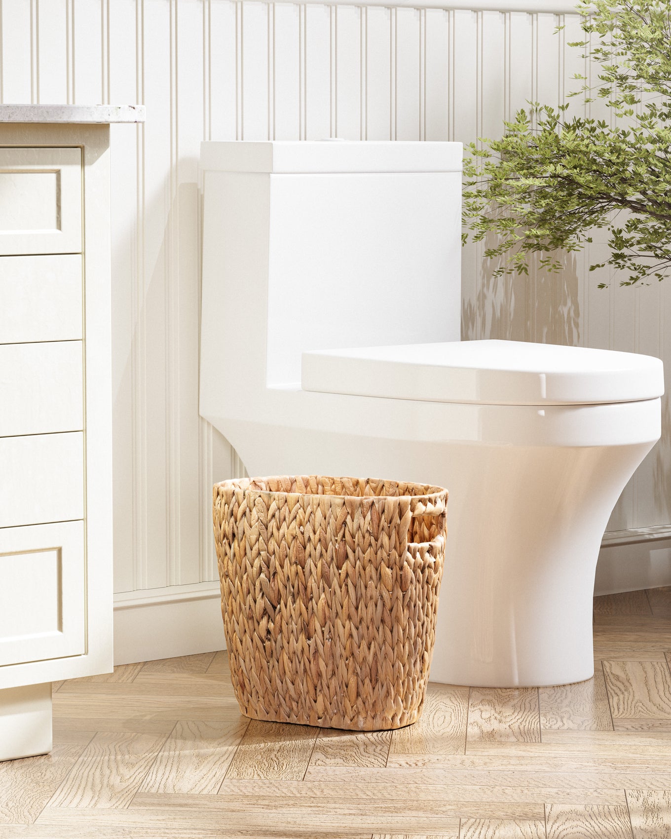 BLUEWEST 3.5 Gallons Wicker Trash Can