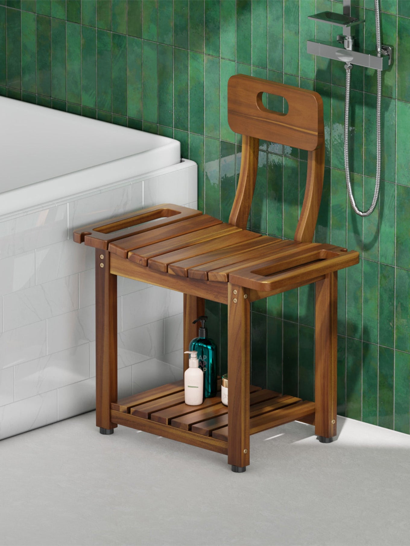 BLUEWEST 23.4'' Shower Chair with Backrest Bath - Bluewest