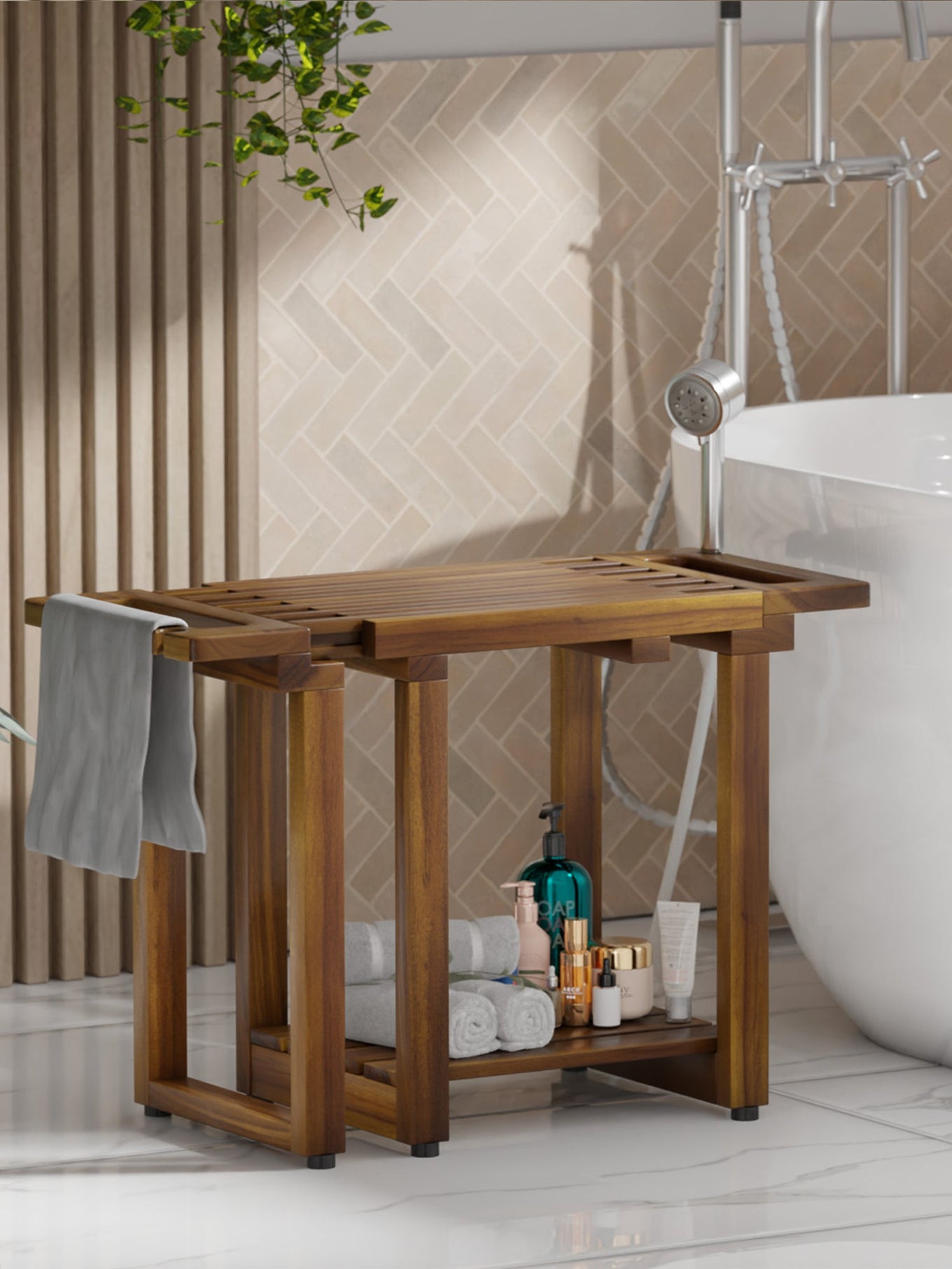 BLUEWEST Adjustable Shower Bench Stool for Inside Shower – 31.7'' - Bluewest