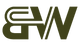 Logo with stylized text Bluewest in a dark green color on a white background