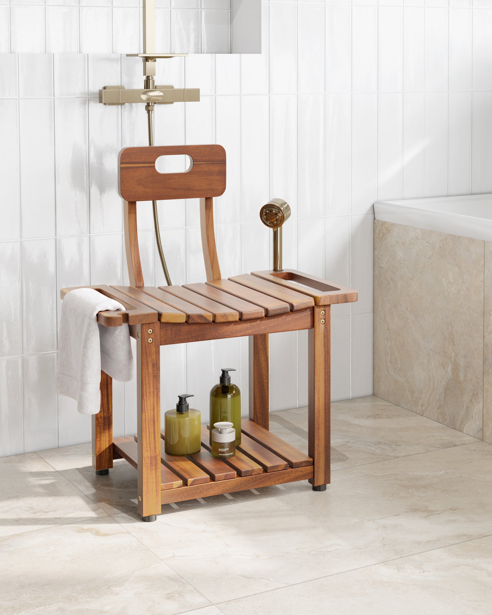 BLUEWEST 23.4'' Shower Chair with Backrest Bath