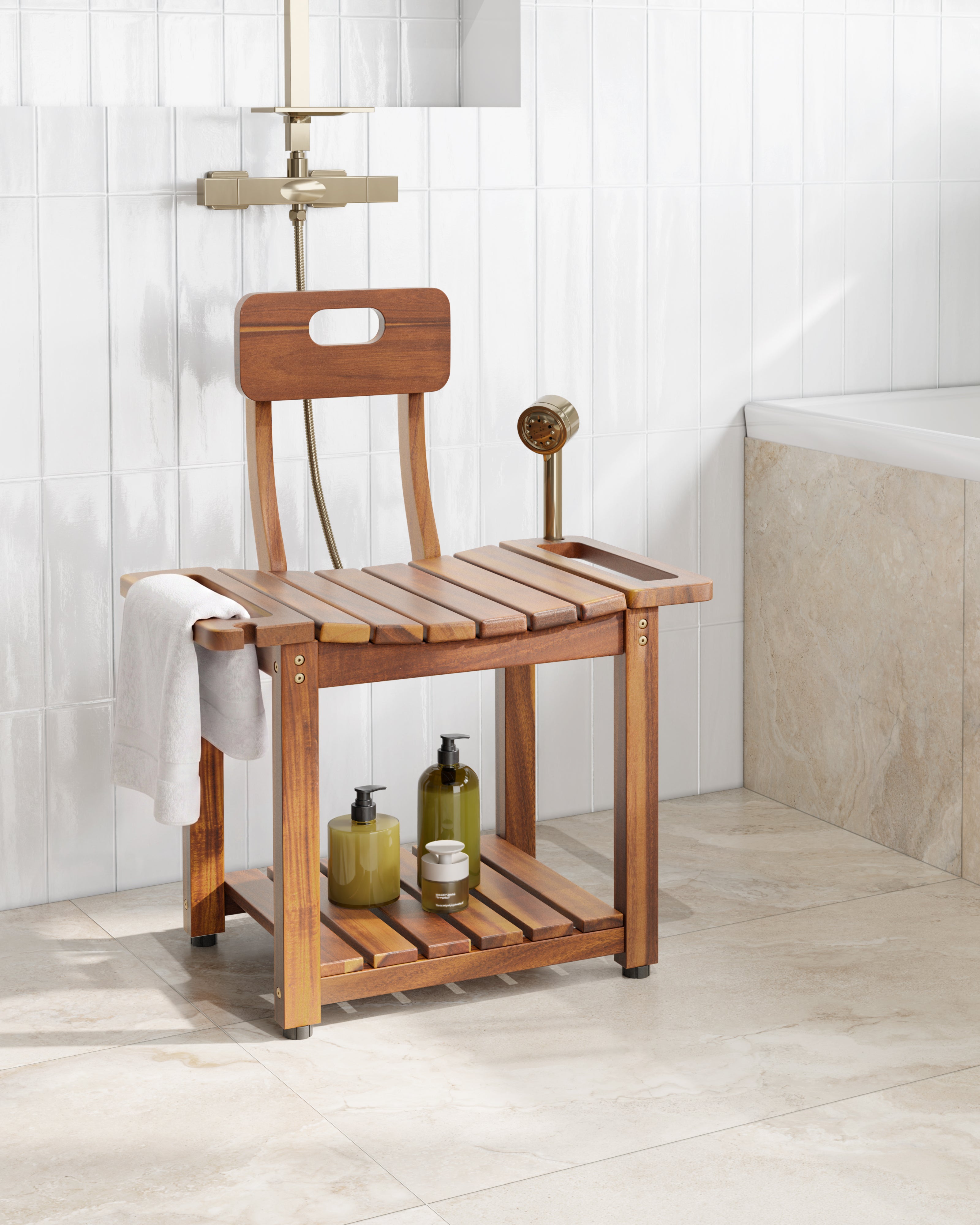 BLUEWEST 23.4'' Shower Chair with Backrest Bath