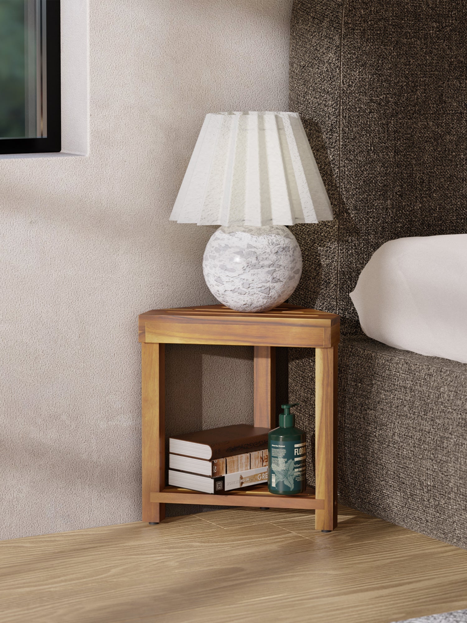 BLUEWEST 16.4" Shower Foot Rest, Corner Shower Stool - Bluewest