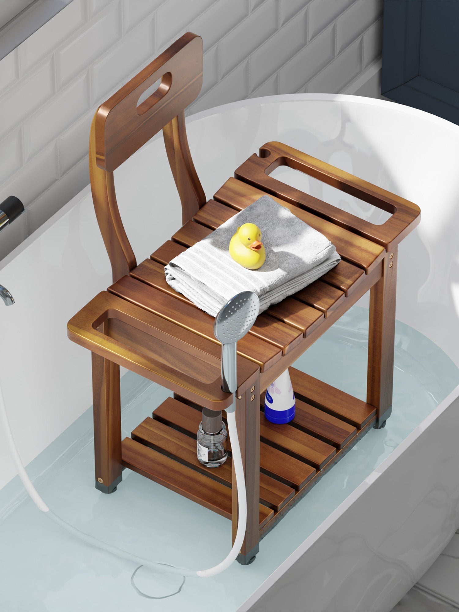 BLUEWEST 23.4'' Shower Chair with Backrest Bath - Bluewest