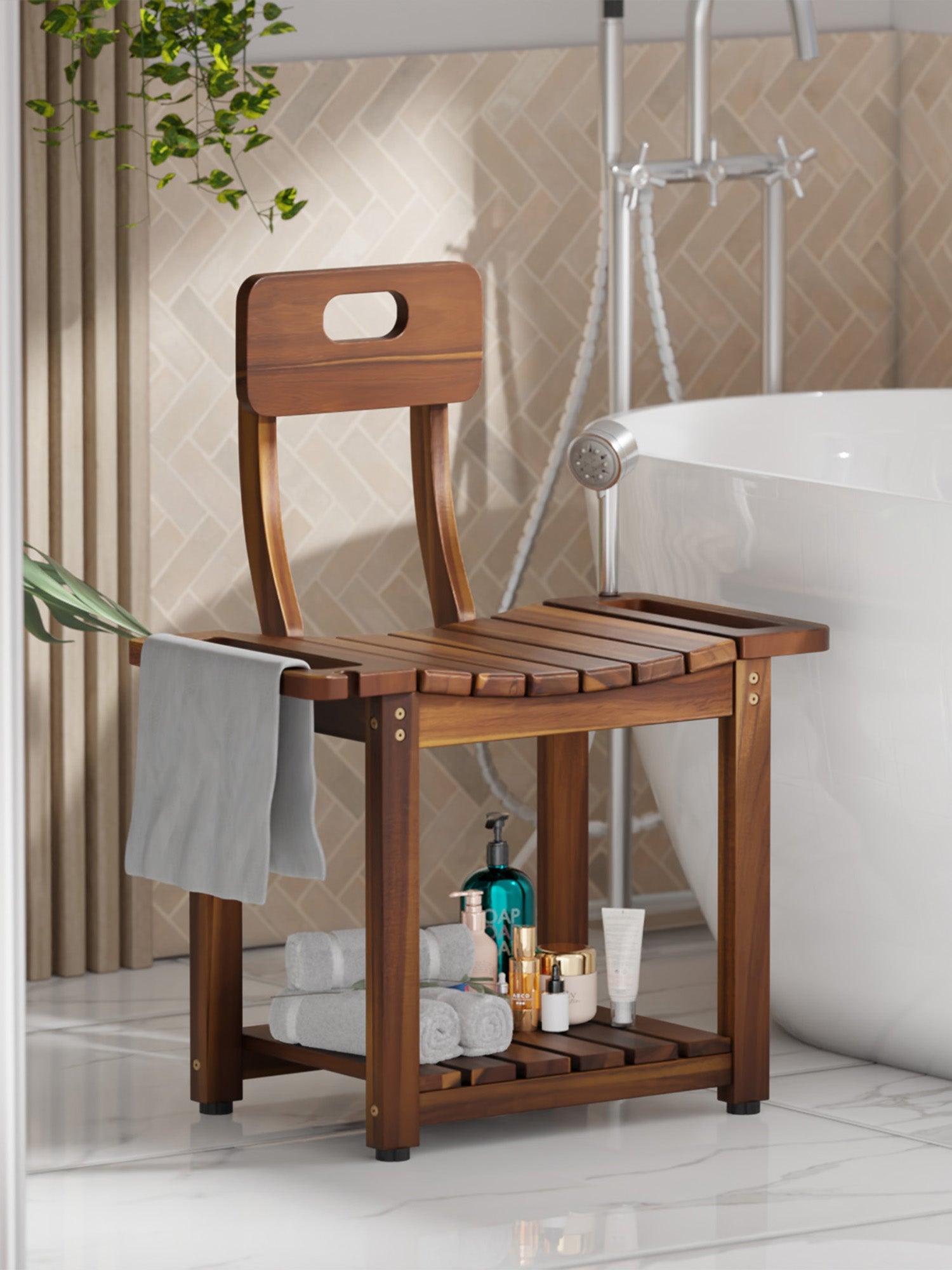 BLUEWEST 23.4'' Shower Chair with Backrest Bath - Bluewest