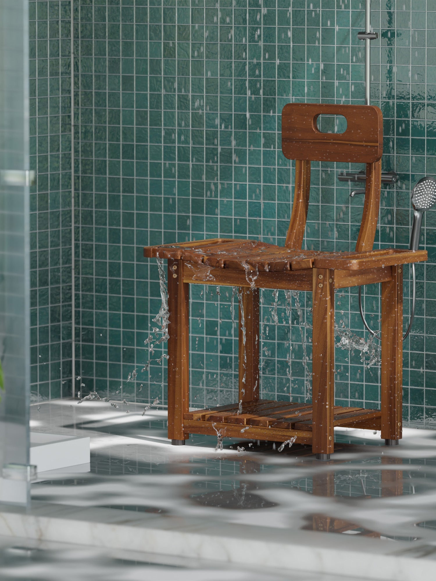 BLUEWEST 23.4'' Shower Chair with Backrest Bath - Bluewest