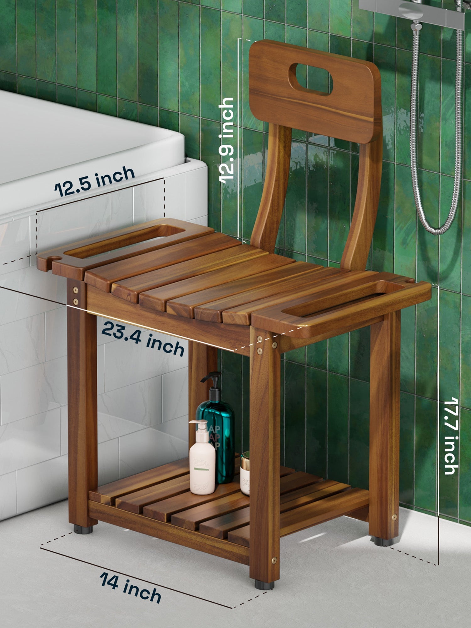 BLUEWEST 23.4'' Shower Chair with Backrest Bath - Bluewest