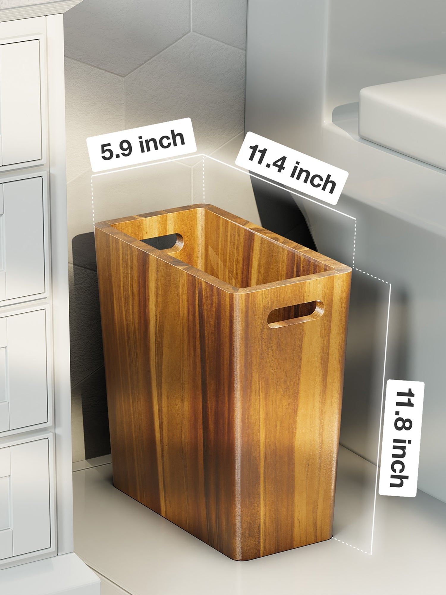 BLUEWEST 2.6 Gallons Wooden Wastebaskets – Solid Acacia - Bluewest