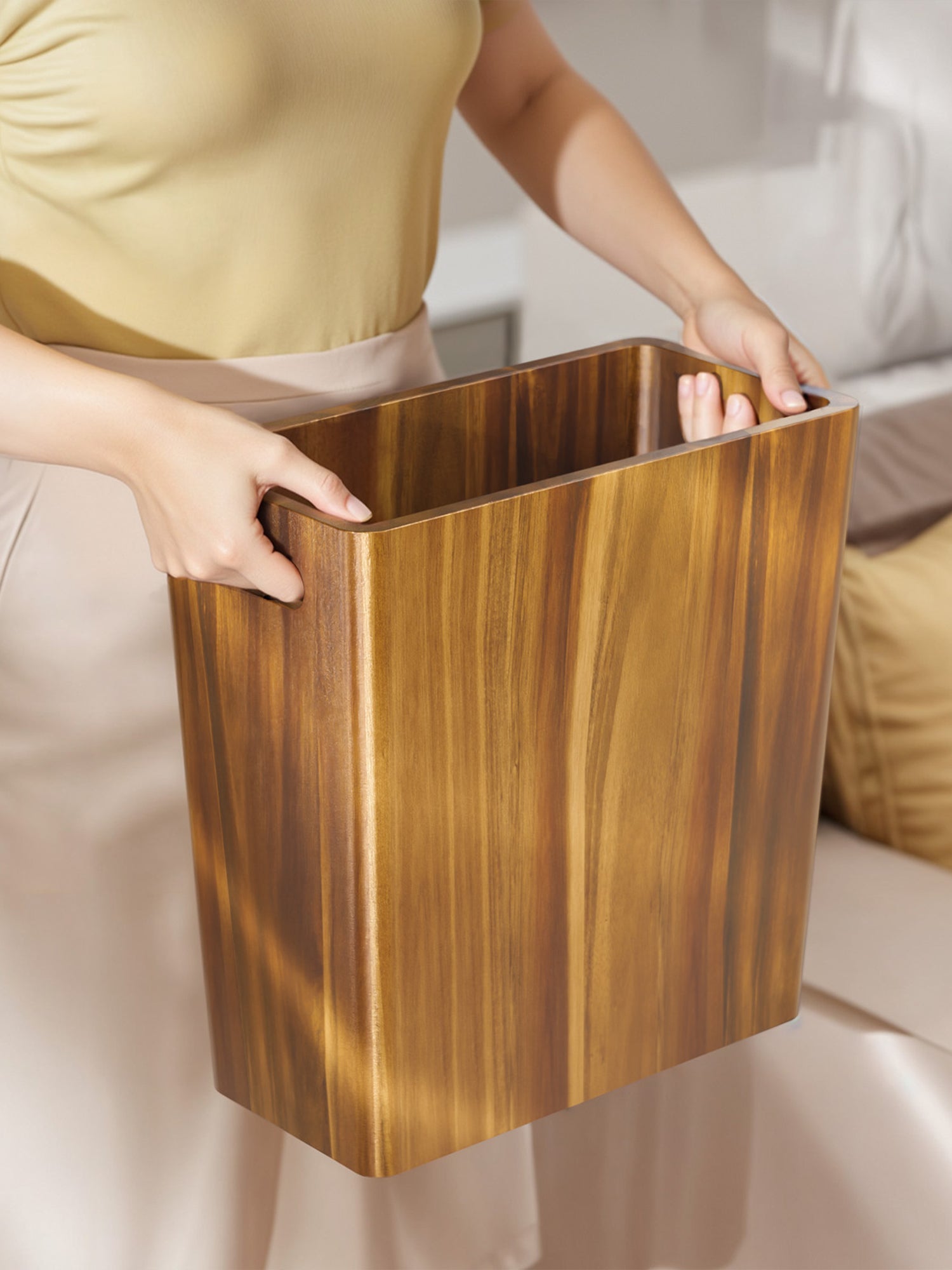 BLUEWEST 2.6 Gallons Wooden Wastebaskets – Solid Acacia - Bluewest