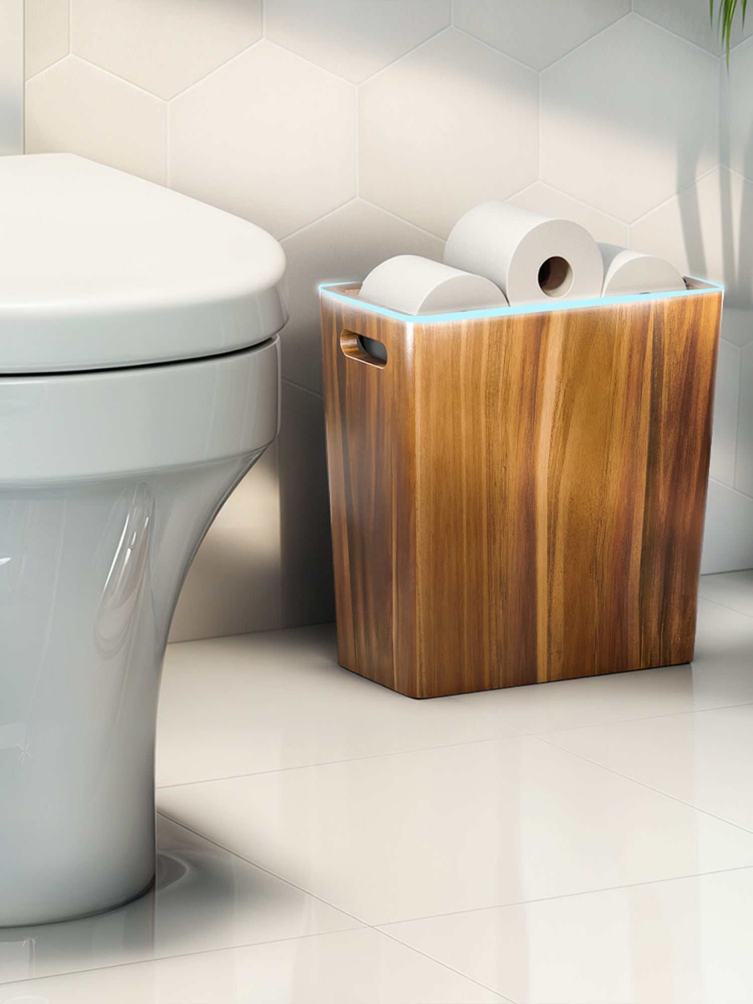 BLUEWEST 2.6 Gallons Wooden Wastebaskets – Solid Acacia - Bluewest
