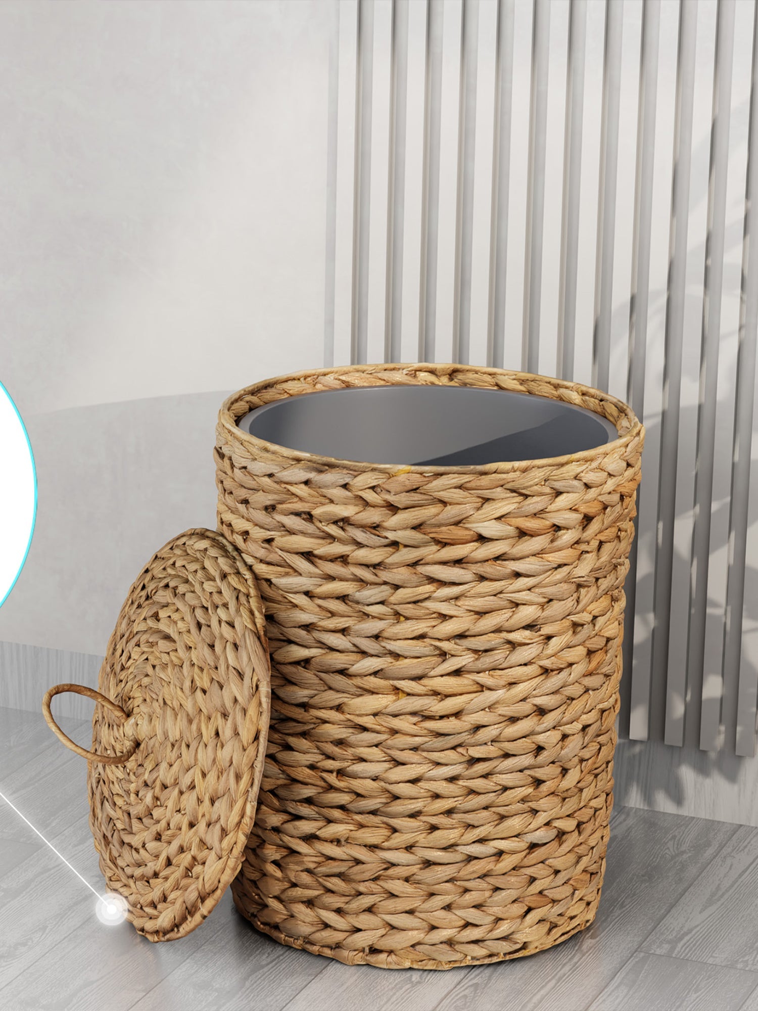BLUEWEST 3 Gallons Wicker Trash Can with Lid - Bluewest