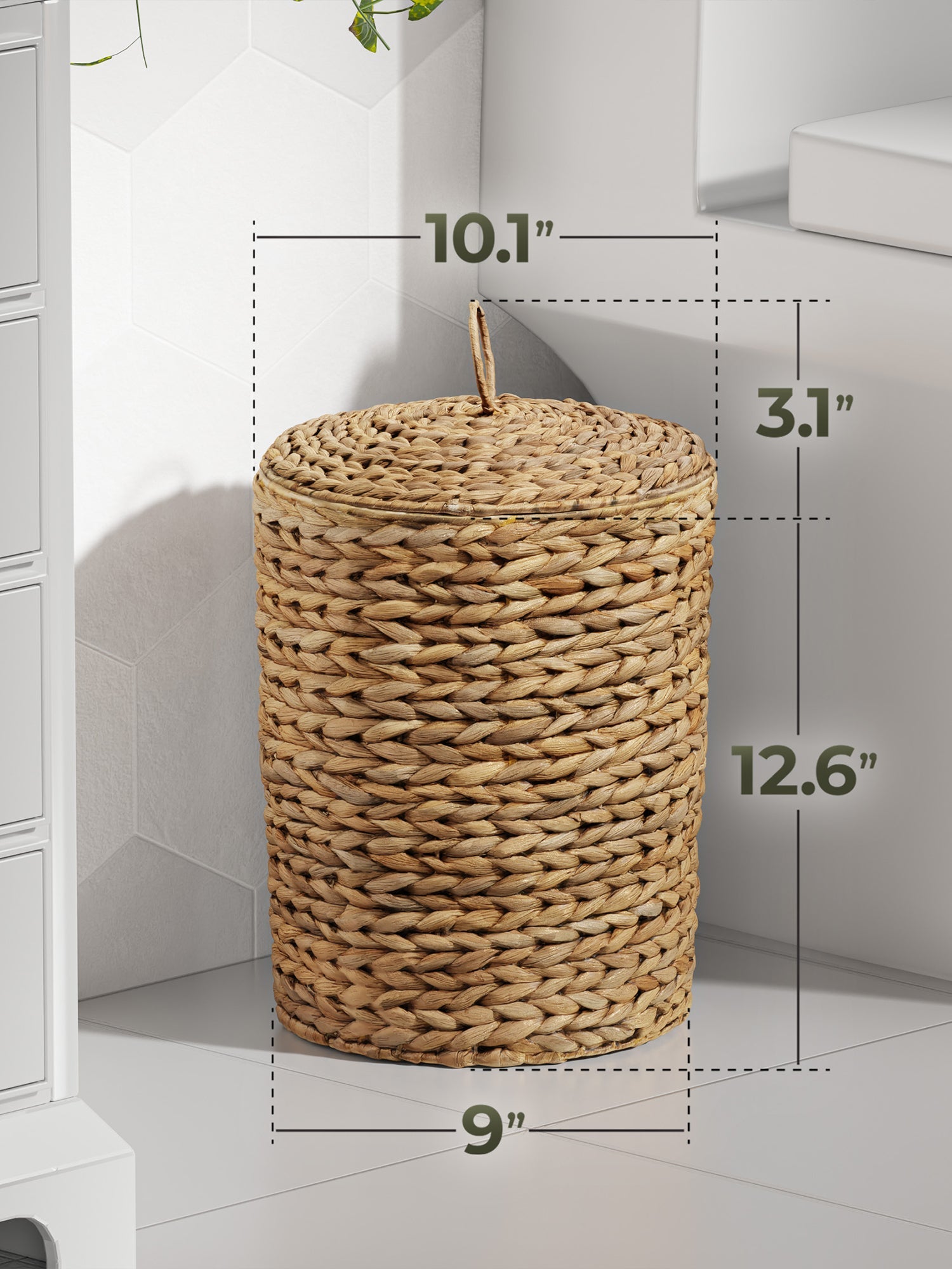 BLUEWEST 3 Gallons Wicker Trash Can with Lid - Bluewest