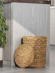 BLUEWEST 4.5 Gallons Wicker Trash Can with Lid - Bluewest