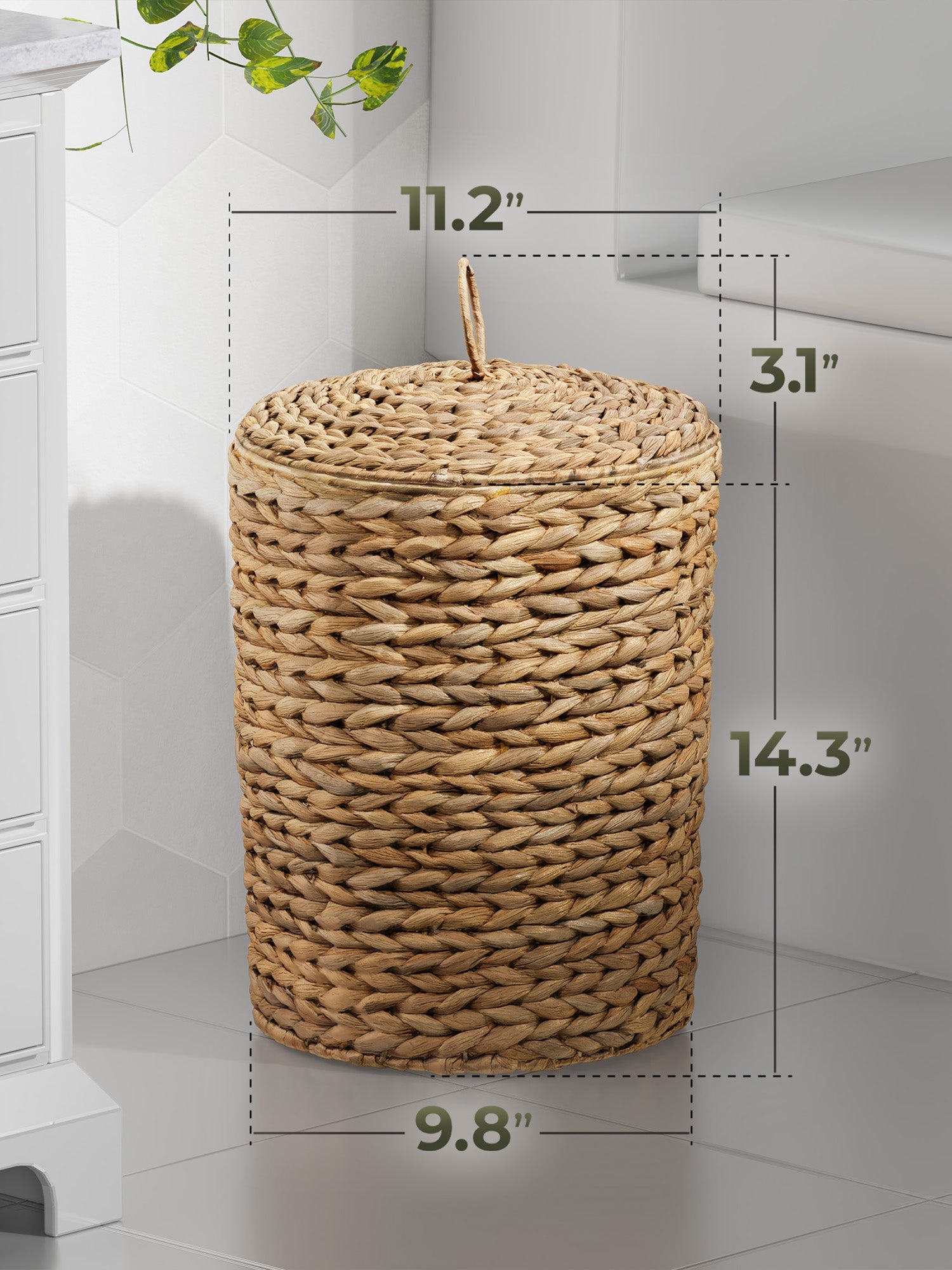BLUEWEST 4.5 Gallons Wicker Trash Can with Lid - Bluewest