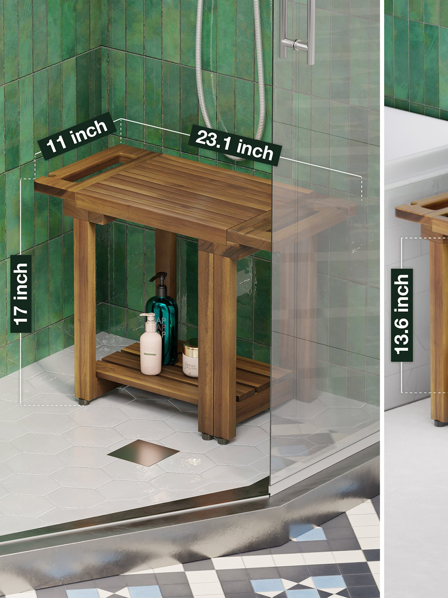 BLUEWEST Adjustable Shower Bench Stool for Inside Shower – 31.7'' - Bluewest