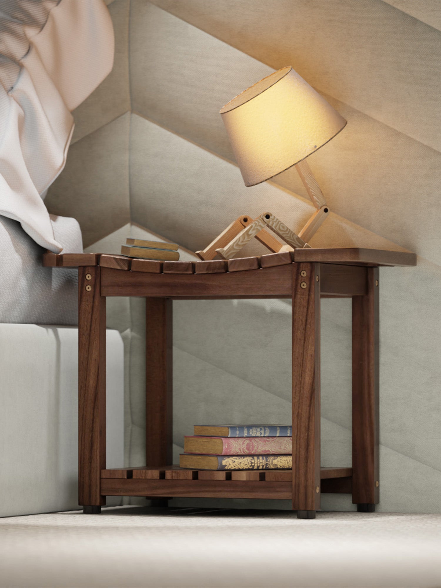BLUEWEST Walnut Shower Bench Seat with Storage Shelf - Bluewest