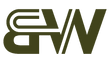 Logo with stylized text Bluewest in a dark green color on a white background
